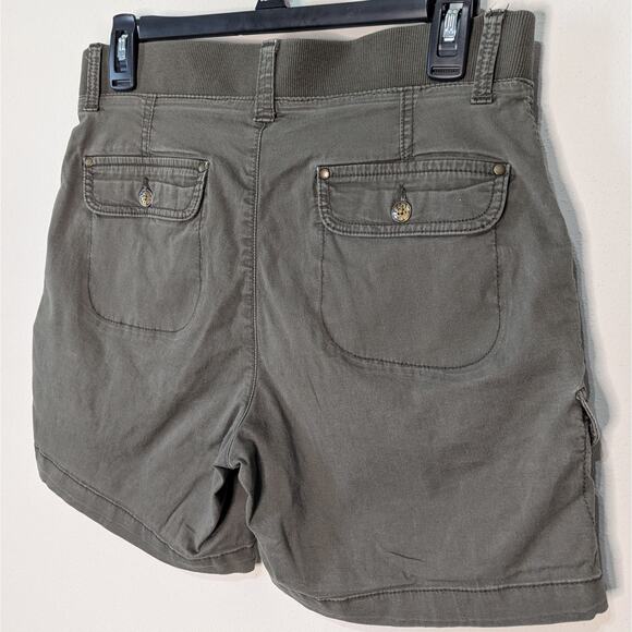 Lee Brown Relaxed Fit Mid Rise Cargo Button Pockets Elastic Waist Shorts Size 6 - Picture 5 of 8